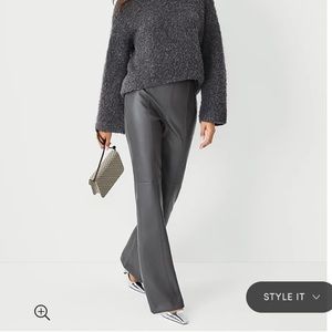 NWT Ann Taylor Zip Trouser Pant in Faux Leather- BEIGE